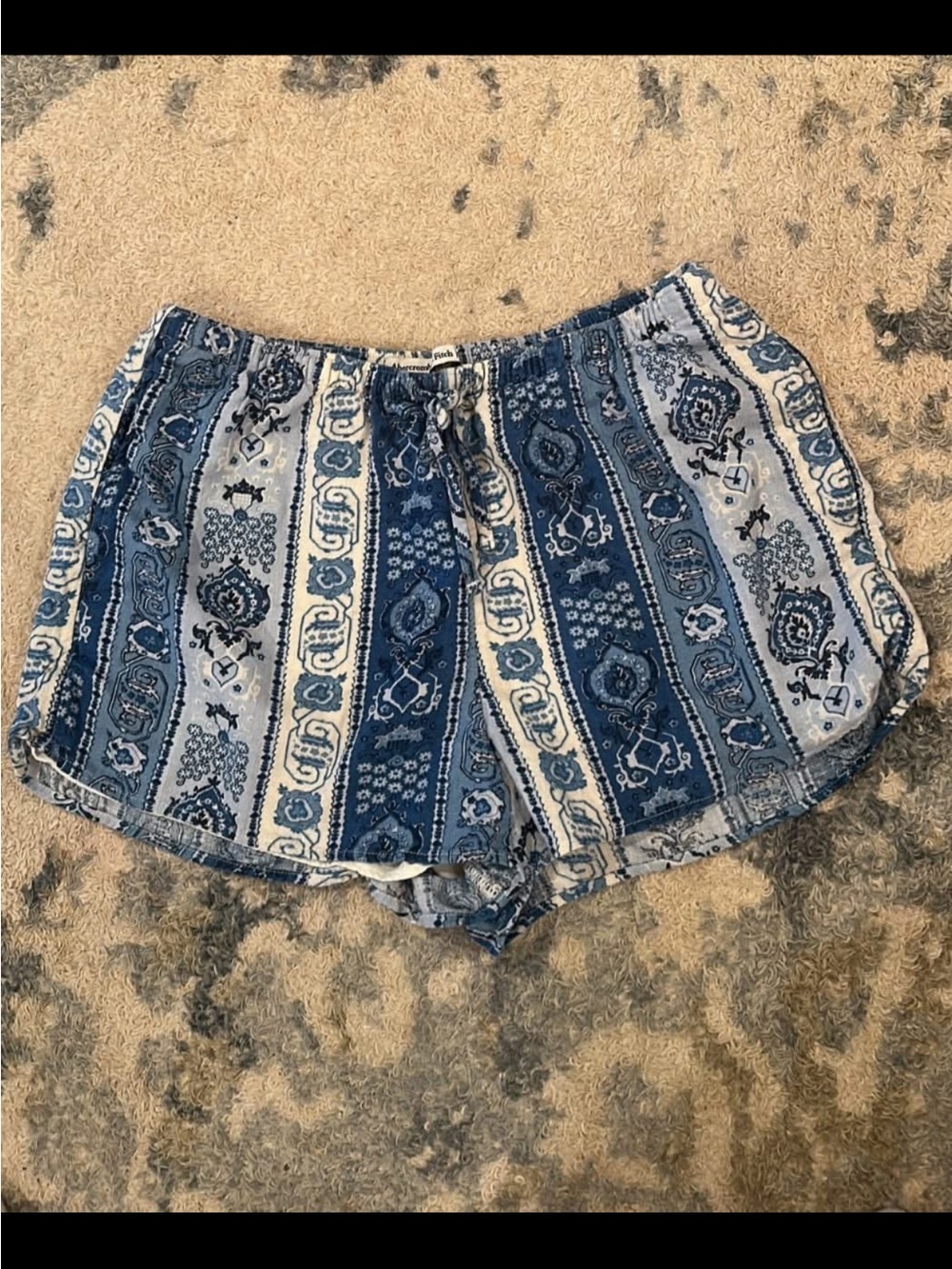 Abercrombie & Fitch Blue Patterned Drawstring Lounge Shorts